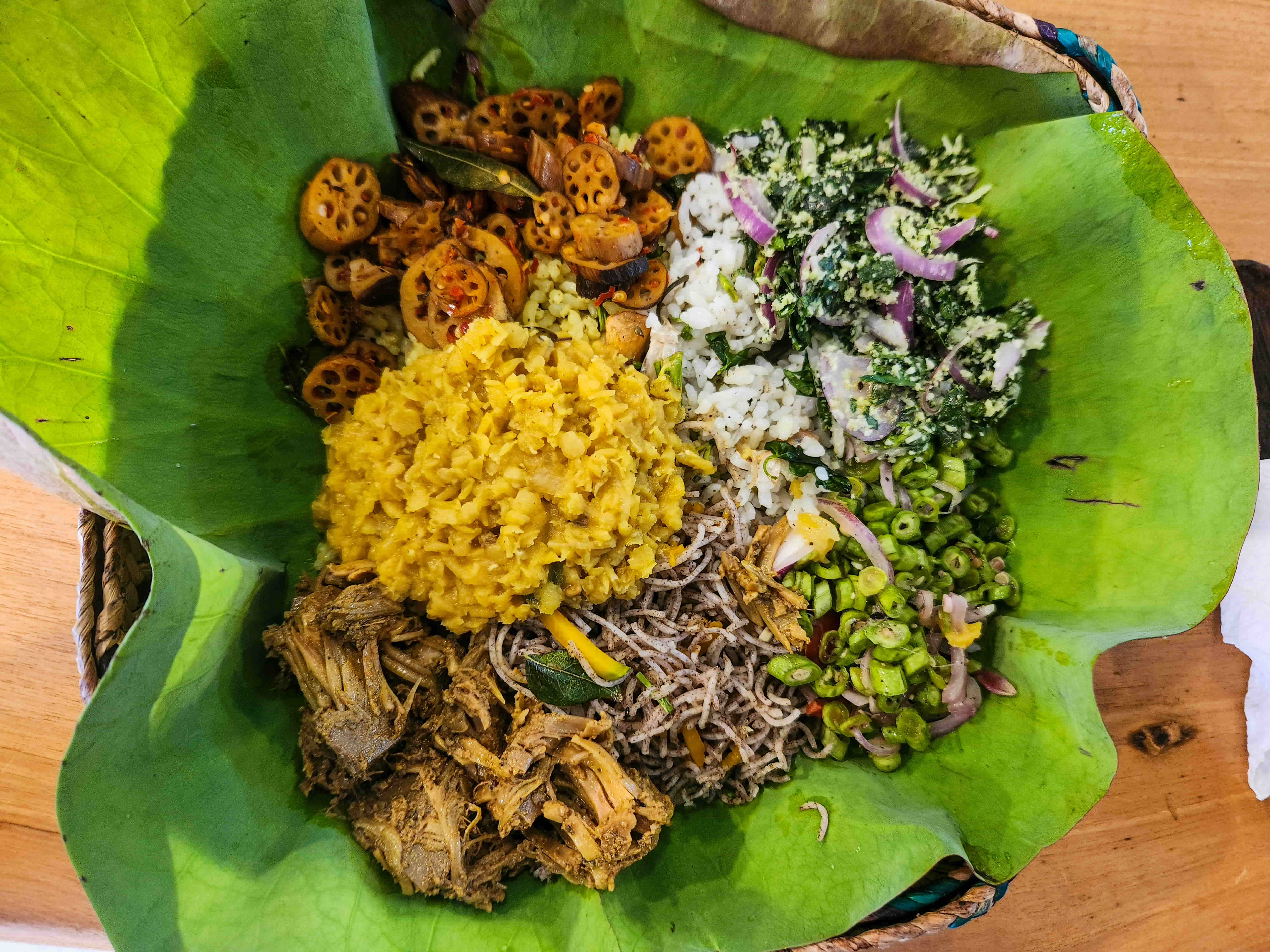 A colorful Sri Lankan meal served at Stargate Hotel